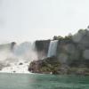 The American Falls from the boat.  THe smaller one on the right is the Bridal Veil Falls