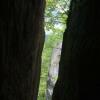 A stairway through the rock overlook down to the trails.  NIce and narrow.....