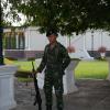 Our tour guide told us for 5 baht we could fire the soldier's rifle.....I'm not so sure ... =P